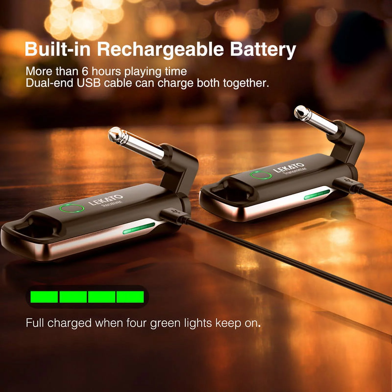 LEKATO WS-70 190Wireless Guitar Audio System Transmitter Receiver 70 Channels 40M Range 550-600MHz UHF Frenquency