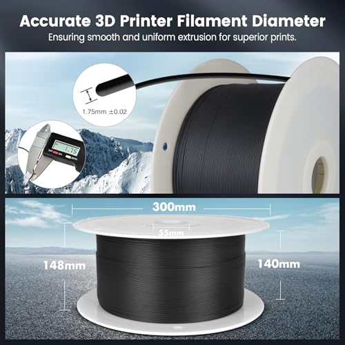SUNLU 4kg PLA 3D Printer Filament Bundle, Neatly Wound PLA Filament 1.75mm ±0.02mm, Individually Vacuum Packed, 4kg in Total, 1kg per Spool, 4 Pack, 4000g, 4Black