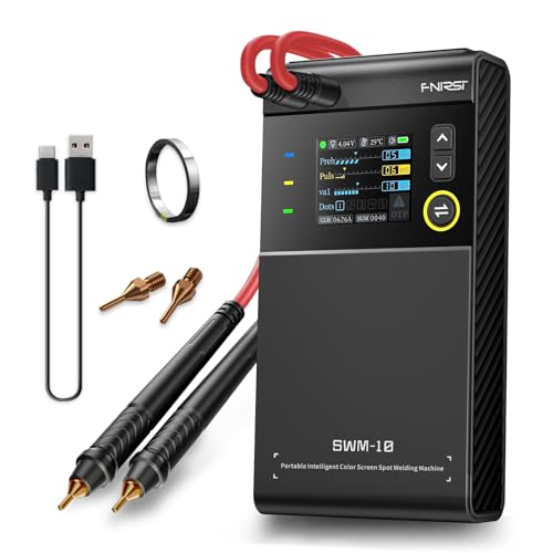 FNRSI Battery Spot Welder, 5000m Portable Handheld Spot Welder Double Pulse 4 Combination Gears Adjustable Spot Welding 0.1MM-0.25MM for Iron/Stainless Steel/Nickel Strip /18650 Battery Pack