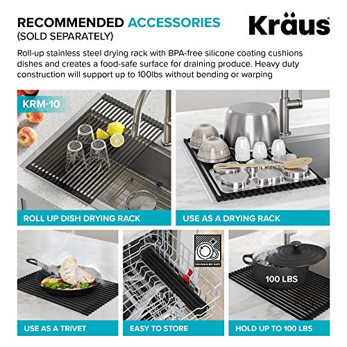 KRAUS Standart PRO 22-inch Drop-In Top Mount 16 Gauge Stainless Steel Single Bowl Laundry Utility Sink, KHT301-22L