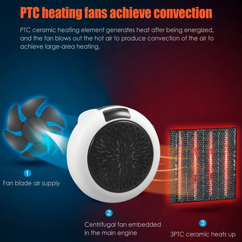 JLLOM  900W White Digital Thermostat Plug in Electric Heater Fan Remote Timer Warm up any room safely and effectively