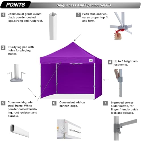 ABCCANOPY Easy Pop Up Canopy Tent with Sidewalls 10x10 Commercial -Series, White