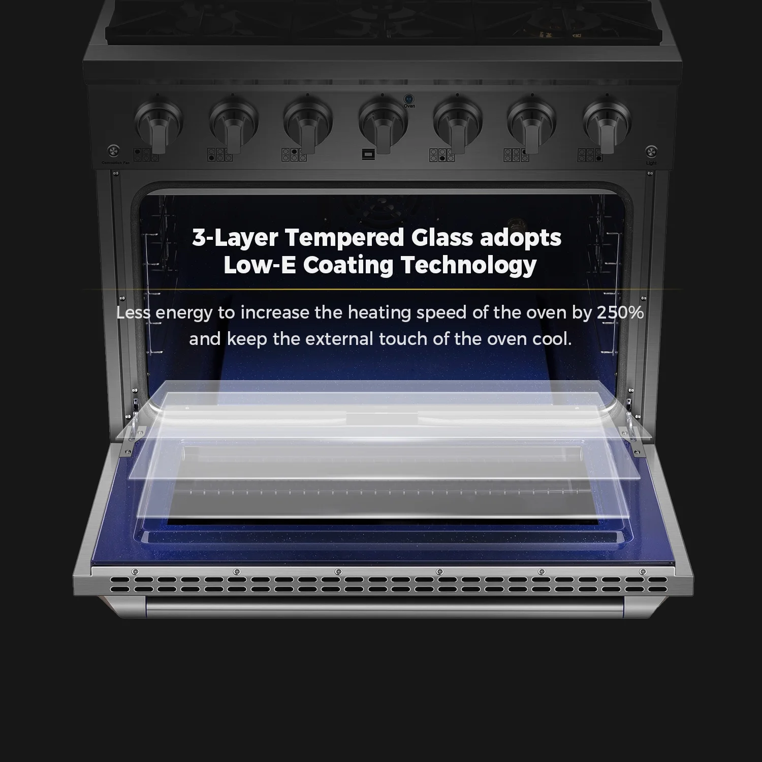 Empava 36 in. 5.2 cu. ft. Pro-Style Slide-In Single Oven Gas Range with 6 Sealed Ultra High-Low Burners - Heavy Duty Continuous Grates in Stainless Steel