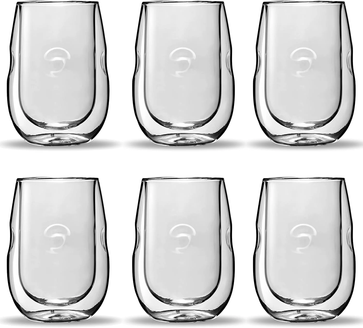Moderna Artisan Series Double Wall Insulated Wine Glasses - Set Of 6 Wine And Beverage Glasses
