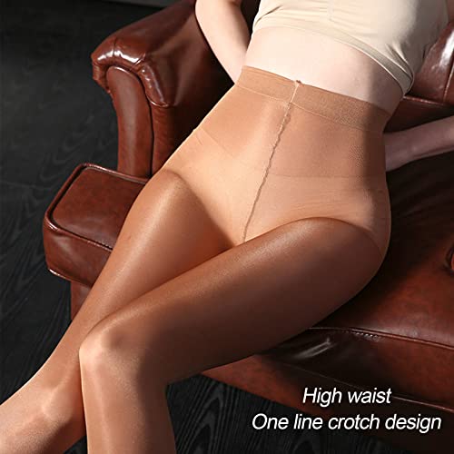 HTRUIYA Women's Oil Shiny Pantyhose High Stretch Dance Slik Tights High Waist Shimmer Pantyhose 60D