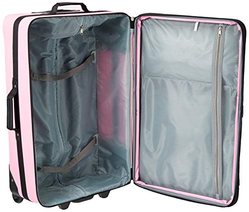 Rockland Fashion Softside Upright Luggage Set, Expandable, Kensington, Black and White, 2-Piece(14/19)