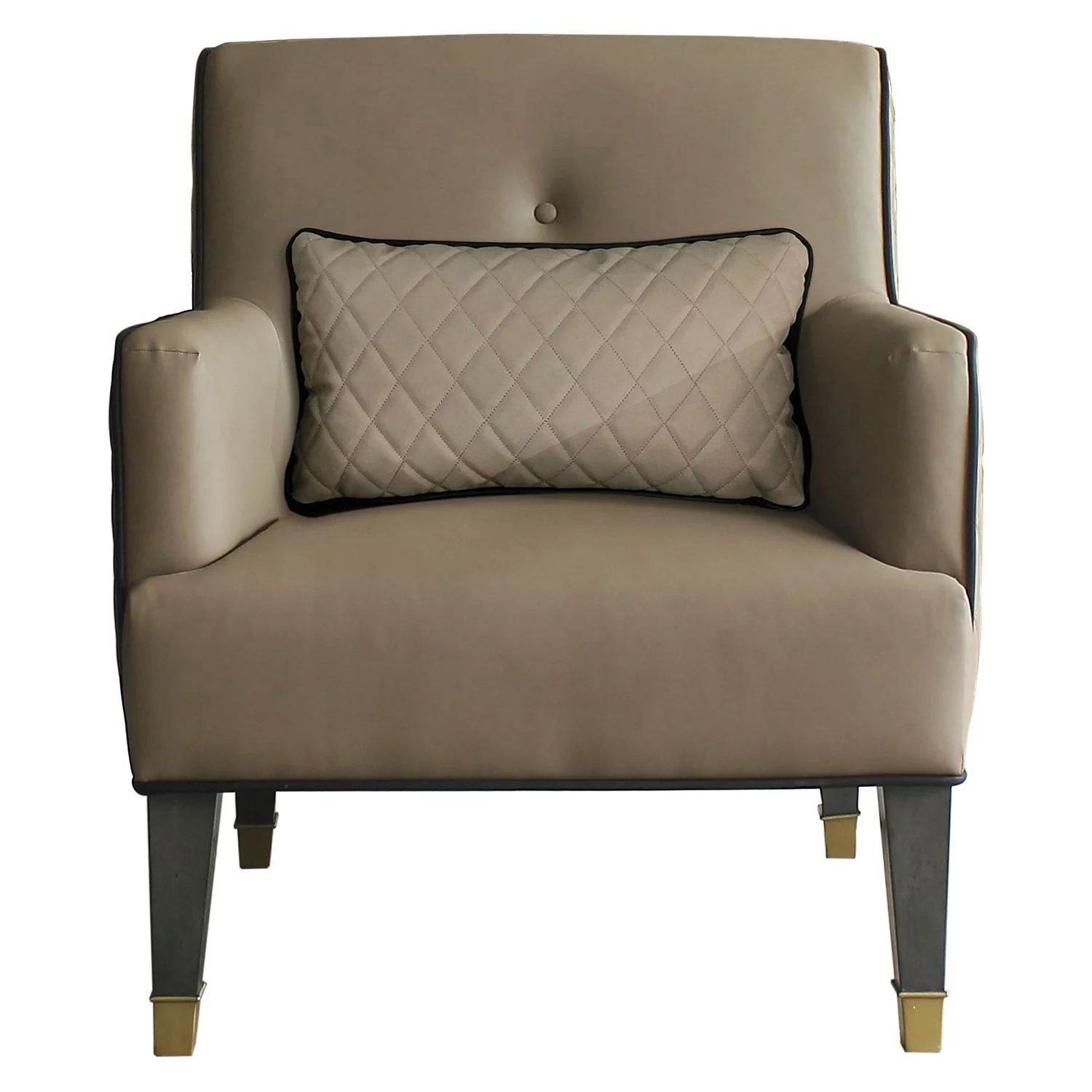 ACME House Beatrice Recessed Arm Accent Chair in Tan and Charcoal
