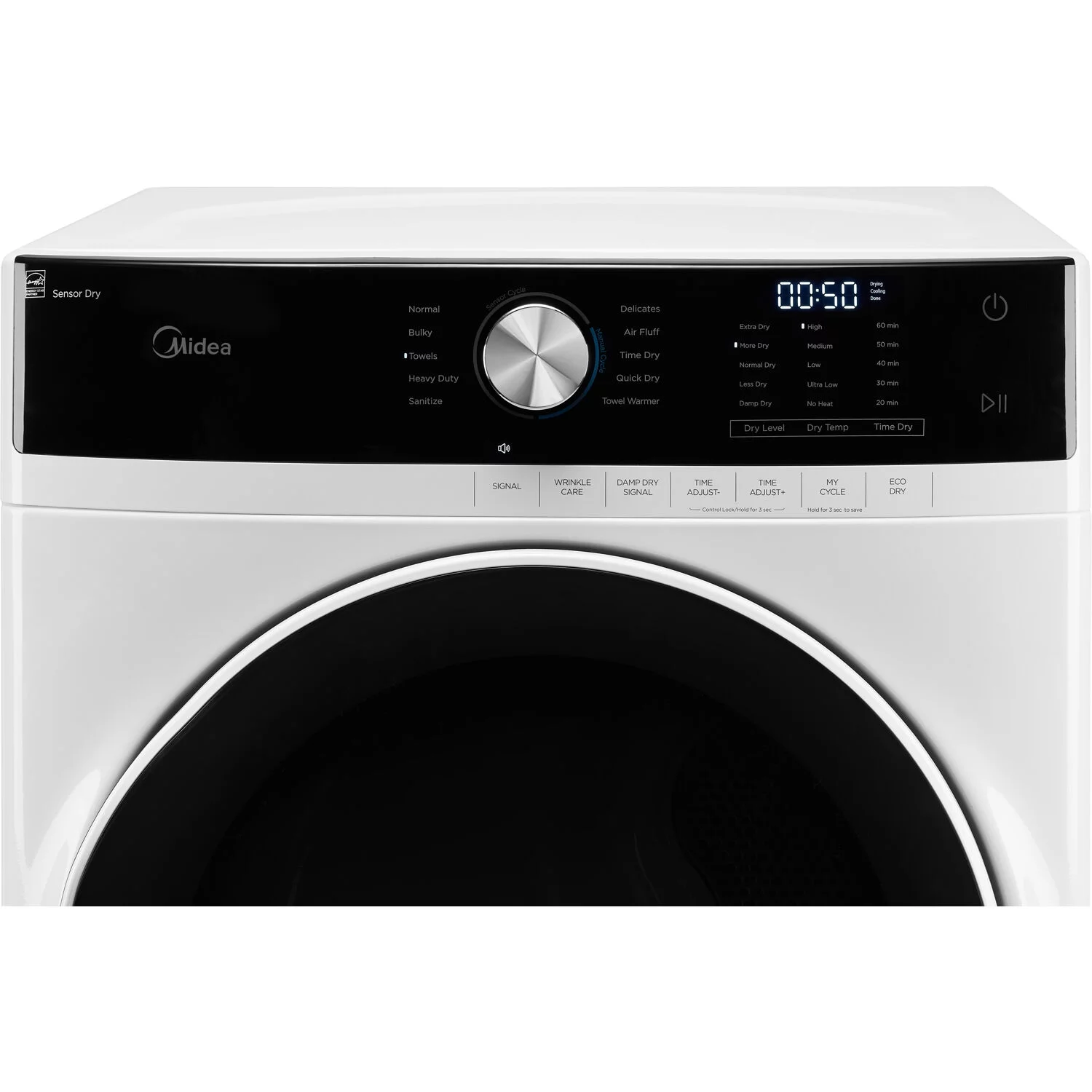 Midea 7.5 Cubic Feet Front Load Gas Dryer, White