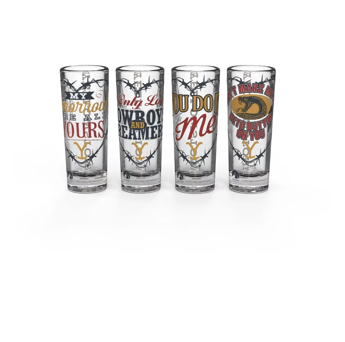 Zak Designs 2 Ounce 4-piece Valentine Mini Glass set, Yellowstone