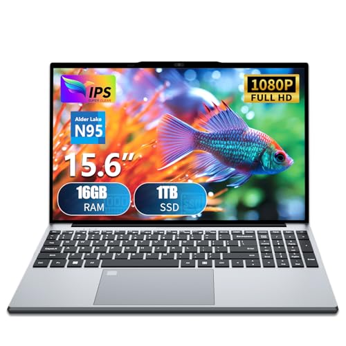 15.6 Inch Laptop Computer, Gaming Laptop, Laptops 16GB RAM 1TB SSD N95 Processor (up to 3.4GHz), FHD IPS 1920 x 1080 Laptops Computers Supports 180 Angle Opening Backlit Keyboard Fingerprint Unlock