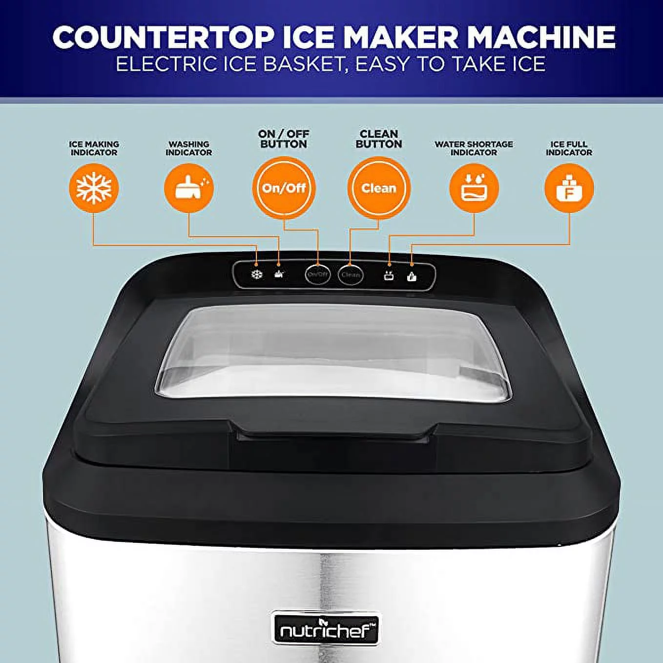 Countertop Nugget Ice Maker Machine - Electric Nugget Ice Maker Countertop with Ice Scoop and Basket
