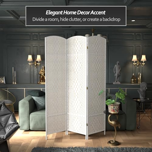 Red Lantern 7 ft. Tall Diamond Weave Dark Beige-6 Panels Room Divider