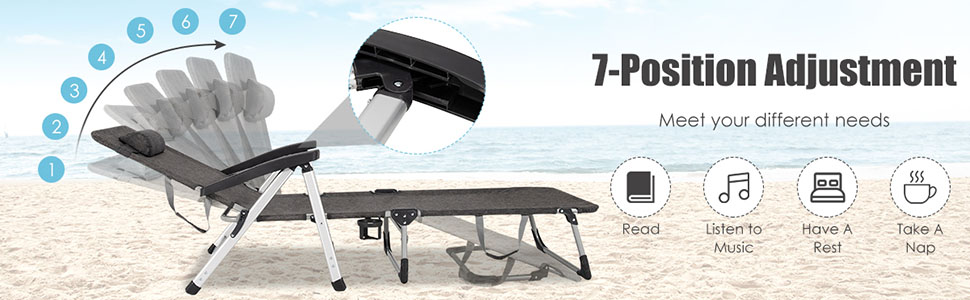 Folding Outdoor Patio Lounger - Goplus