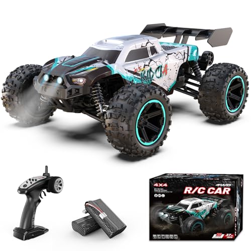 Scientoy 1/14 RC Cars Fast 60 KPH, 4WD All Terrain RC Truck with 60 Mins Runtime, High Speed Off Road Remote Control Car with 2S 2000 mAh Rechargeable Batteries, RC Cars for Adults and Boys Gift
