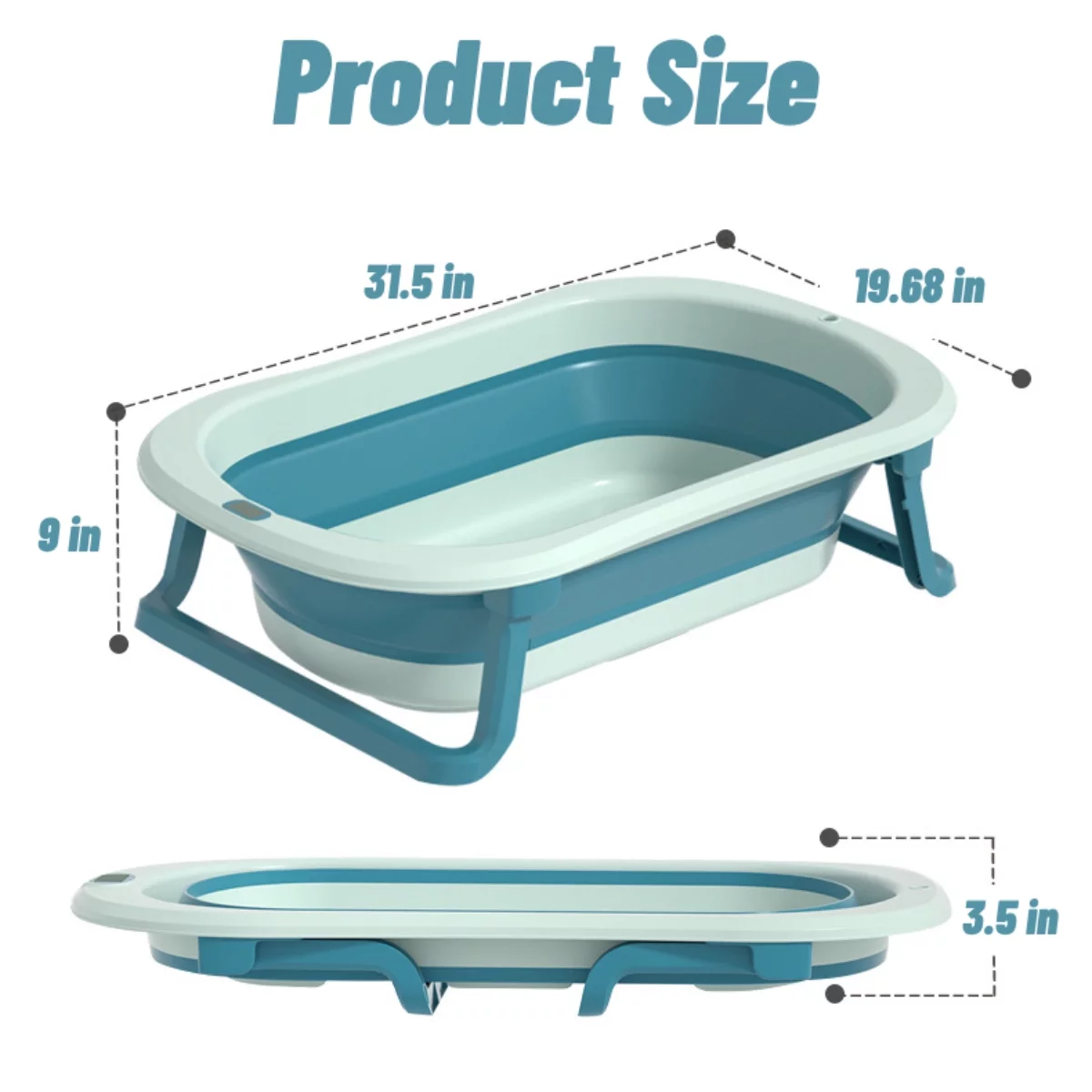 Hurber Large Folding Baby Bathtub, Infant Bath Tub with Temperature Sensitive Display & Anti-Slip Pad, Pink with Net Pad