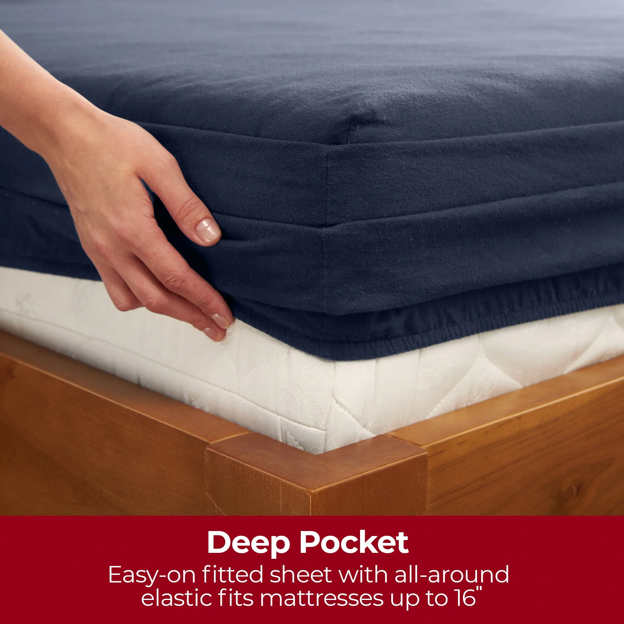 Mellanni 4 Piece Bed Sheet Set 180GSM Heavyweight Cotton Flannel Deep Pocket, Queen, Navy