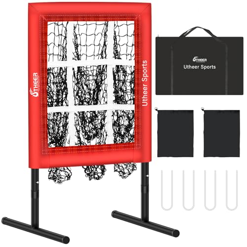 Pitching Net with Strike Zone 9 Hole Baseball Pitching Net Adjustable Height Baseball Target for Throwing, Training EquipmentNet for Practice, Softball Target Nets for Batting