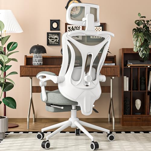 Ergonomic Office Chair - Adjustable Lumbar & Headrest, 90-160° Reclining with Footrest, Breathable Mesh Back - Home Office/Gaming Computer Chair (Black, 300lbs Capacity)