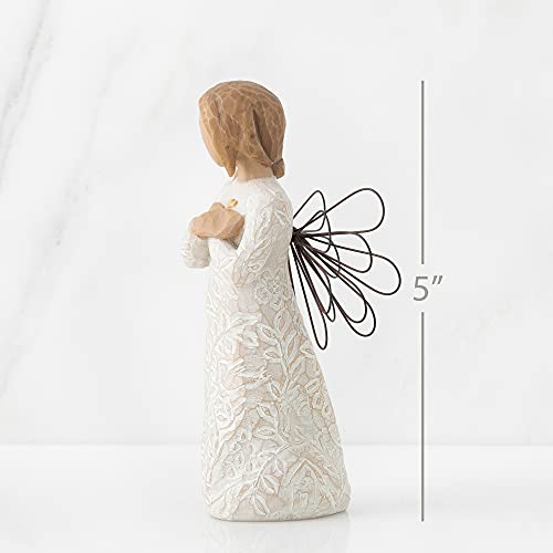 Willow Tree Remembrance (Darker Skin) Angel, Memories, hold each safely in your heart, Carved with Symbols to Remind us of Loved Ones, Gift of Support and Sympathy, Sculpted Hand-Painted Figure