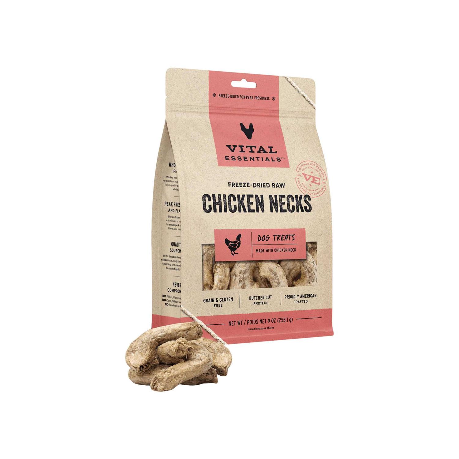 Vital Essentials Chicken Necks Freeze-Dried Raw Dog Treats - Pet Supplies online store
