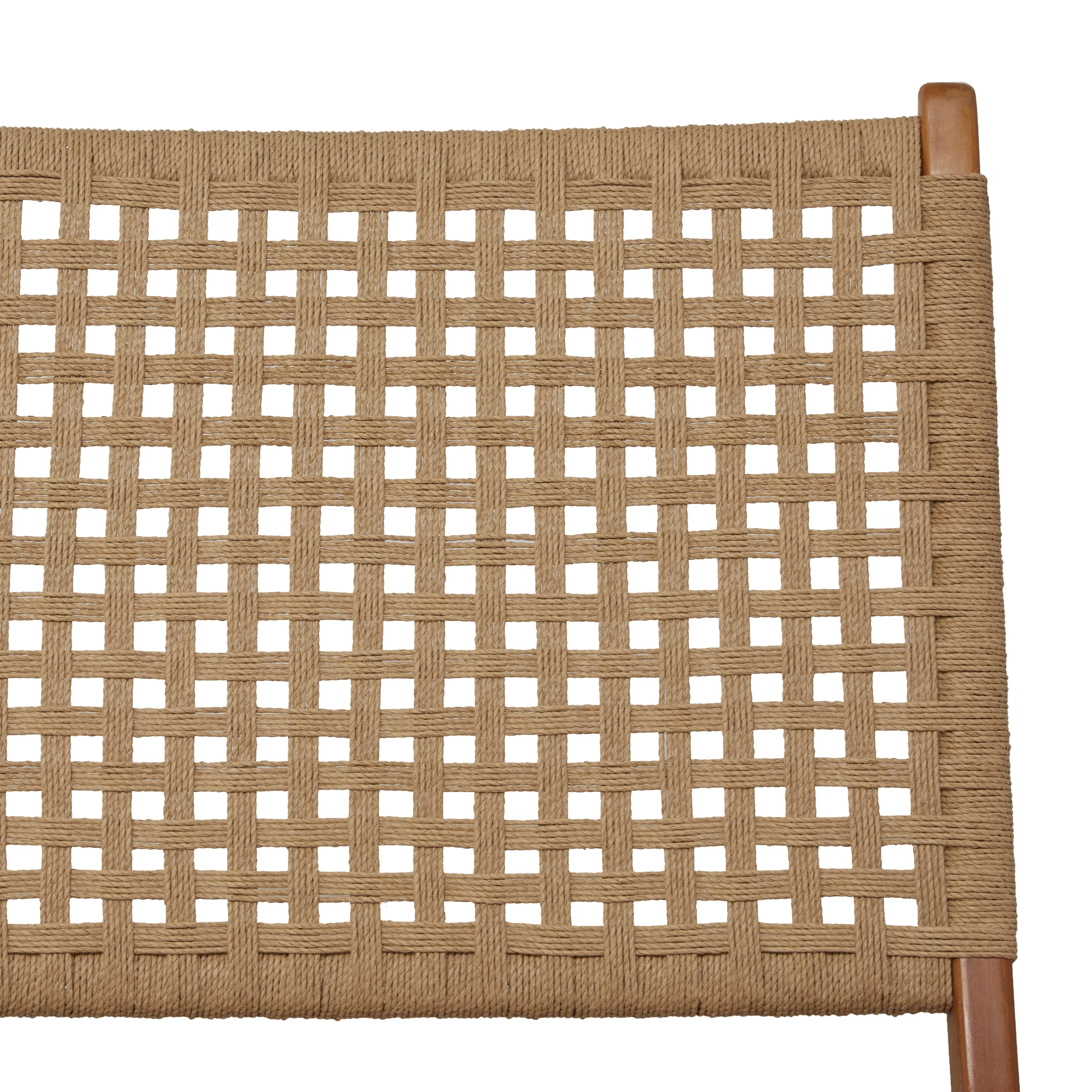 DecMode Wood Handmade Woven Lounge Chair, Brown