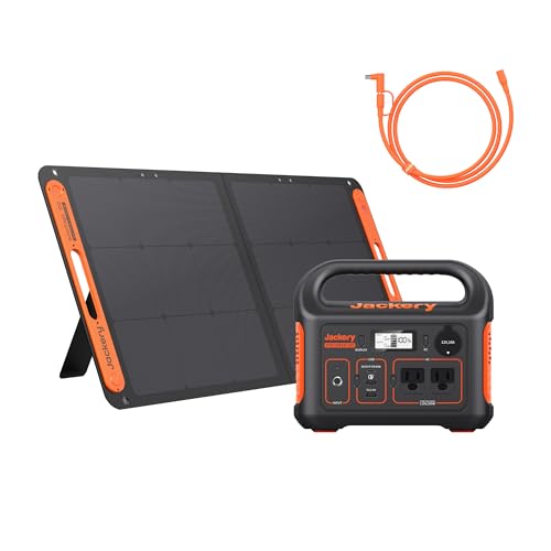 Jackery Solar Generator 300, 293Wh Backup Lithium Battery with Solar Panel SolarSaga 100W, 110V/300W Pure Sine Wave AC Outlet for RV Outdoors Camping Travel Blackout(Extension Cable Included)