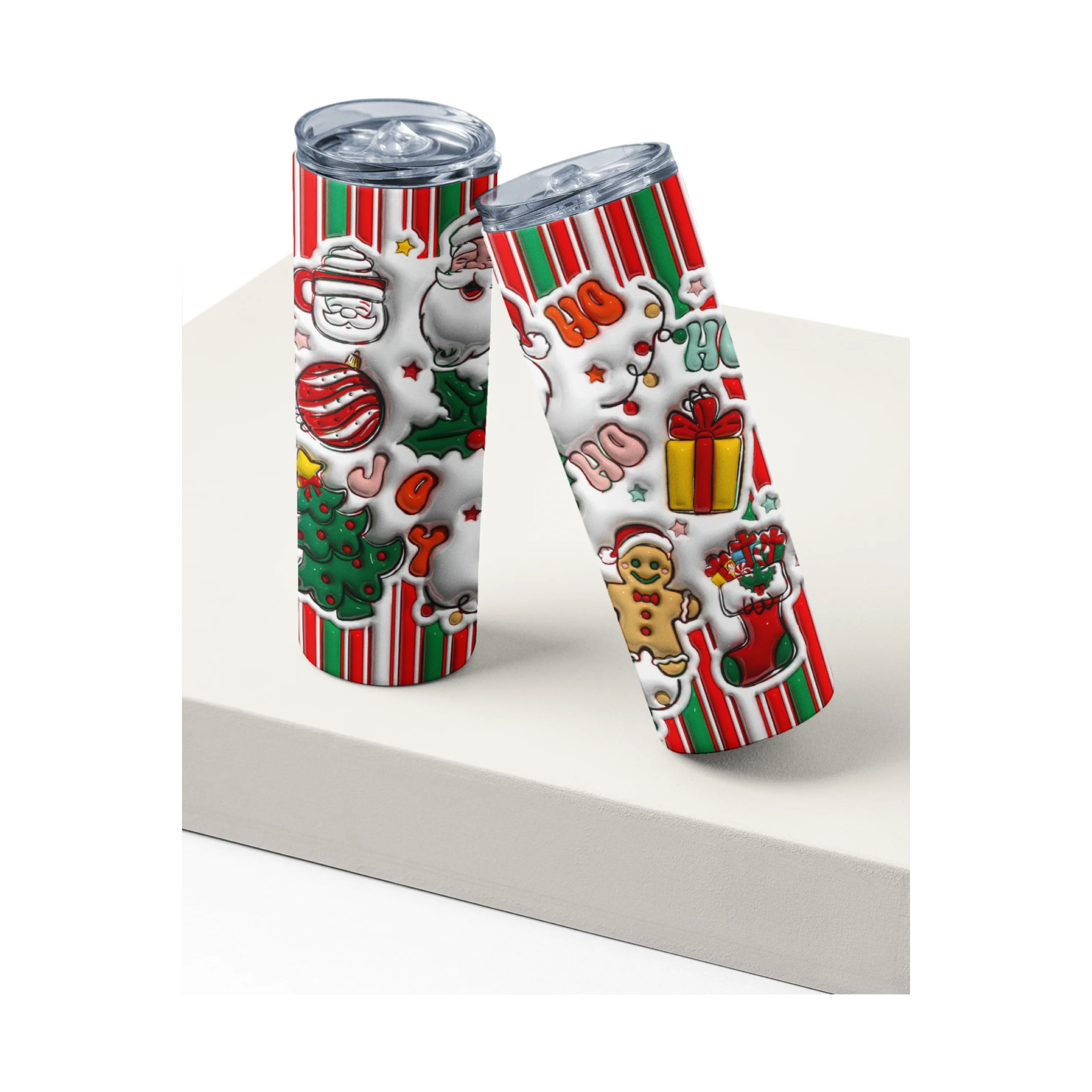 Santa Candy Cane Christmas 20oz Tumbler, Festive Holiday Drinkware, Perfect Family Gift for Seasonal Cheer