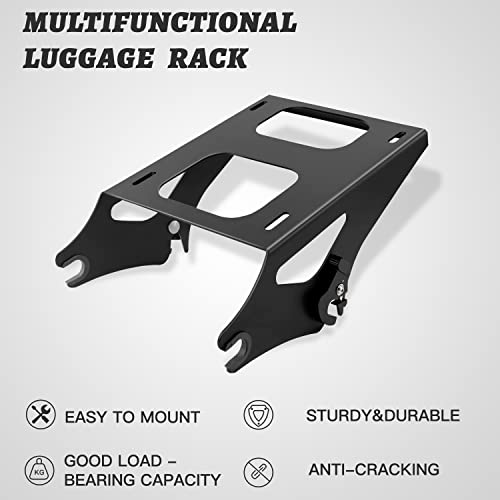 Detachable Two Up Tour Pack Pak Mount Luggage Rack Compatible with Harley Davidson Touring Street Glide/Electra Glide/Road Glide/Road King 2014-2021, Black