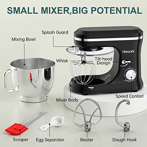 HOWORK Electric Stand Mixer,10+p Speeds With 6.5QT Stainless Steel Bowl,Dough Hook, Wire Whip & Beater,for Most Home Cooks,Blue