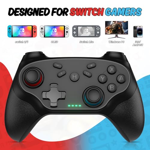 Wireless for Nintendo Switch Controller, Compatible with Switch 2/Lite/OLED/PC/Android/IOS, for Switch Controllers with Wake-up, Dual Vibration, Screenshot Function, Bluetooth, Turbo Function 2 Pack