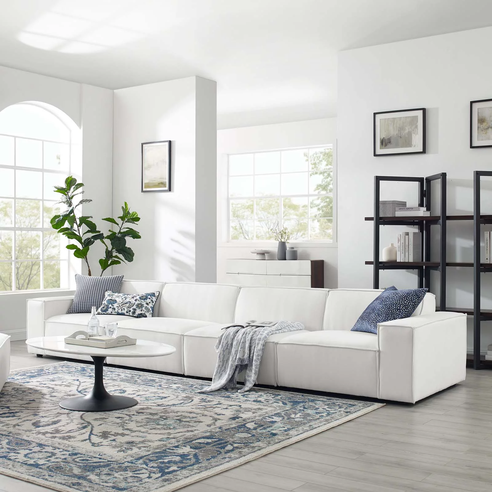 Modway Restore 4-Piece Sectional Sofa in White