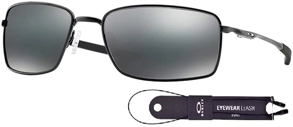 Oakley Square Wire OO4075 407501 60M Polished Black/Black Iridium Sunglasses For Men+BUNDLE with Oakley Accessory Leash Kit