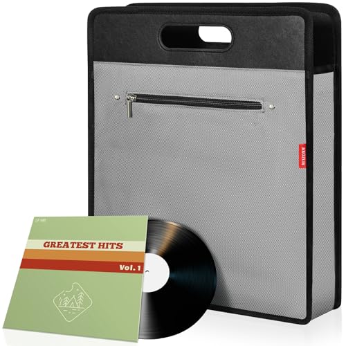 AKOZLIN Vinyl Record Travel Carrying Bag,LP Records Durable Vinyl Albums Case For Most 7