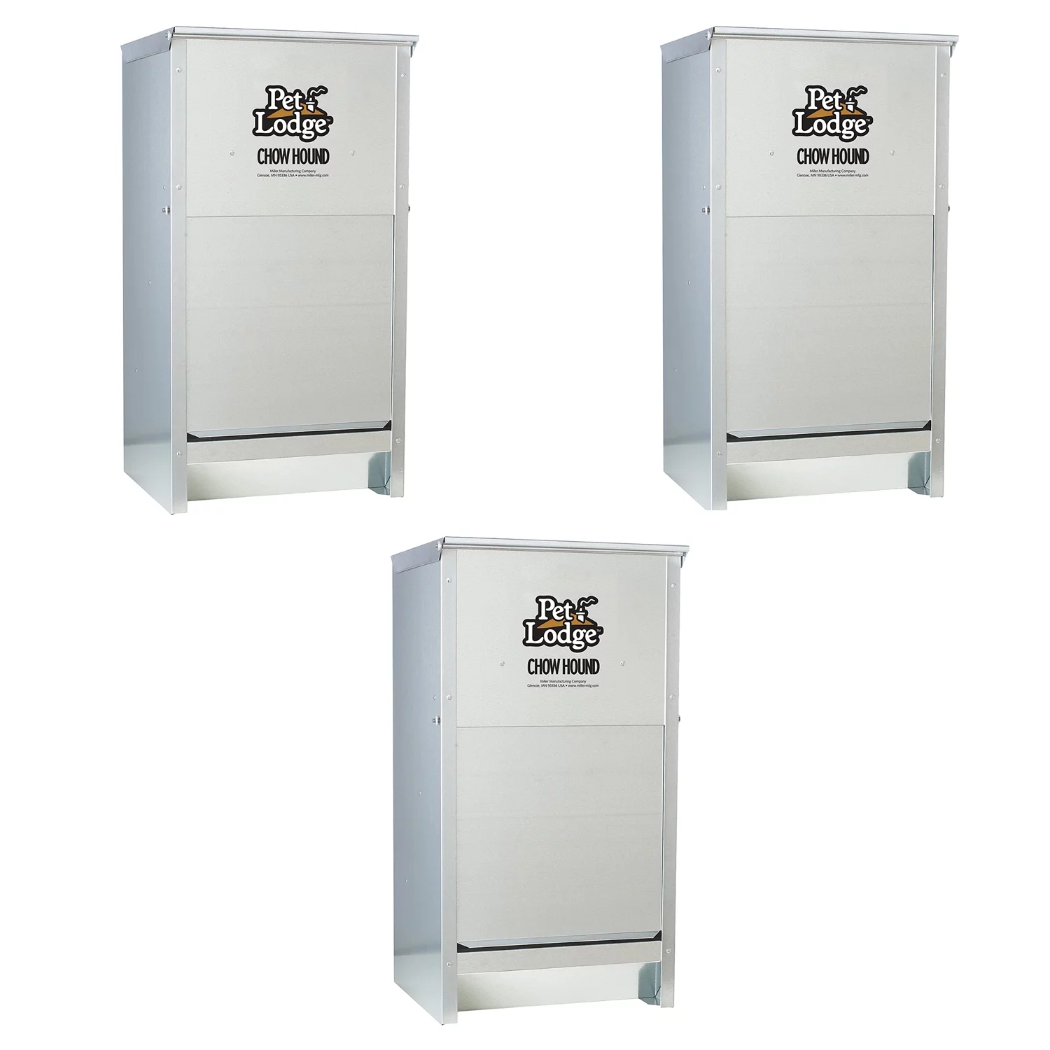 Little Giant Dry Food Automatic Steel Dog Feeder Chow Hound 25 Pound (3 Pack)