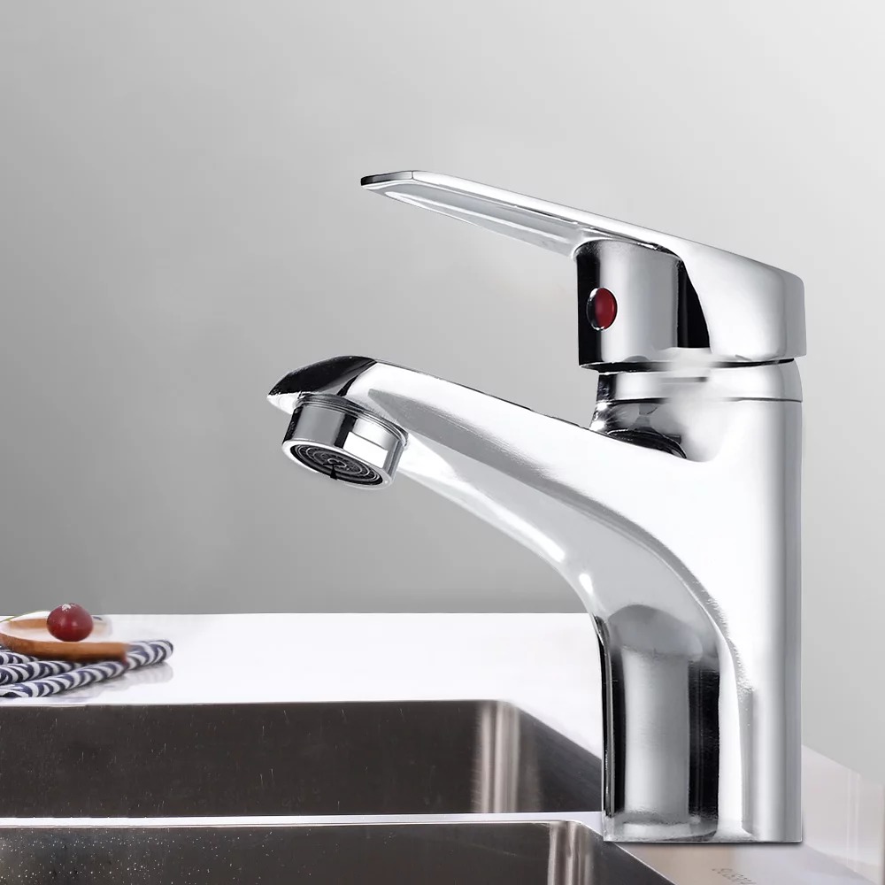 HOTBEST Single Handle Bathroom Sink Faucet, Stainless Steel Single Handle Modern Vanity Faucet, Silver