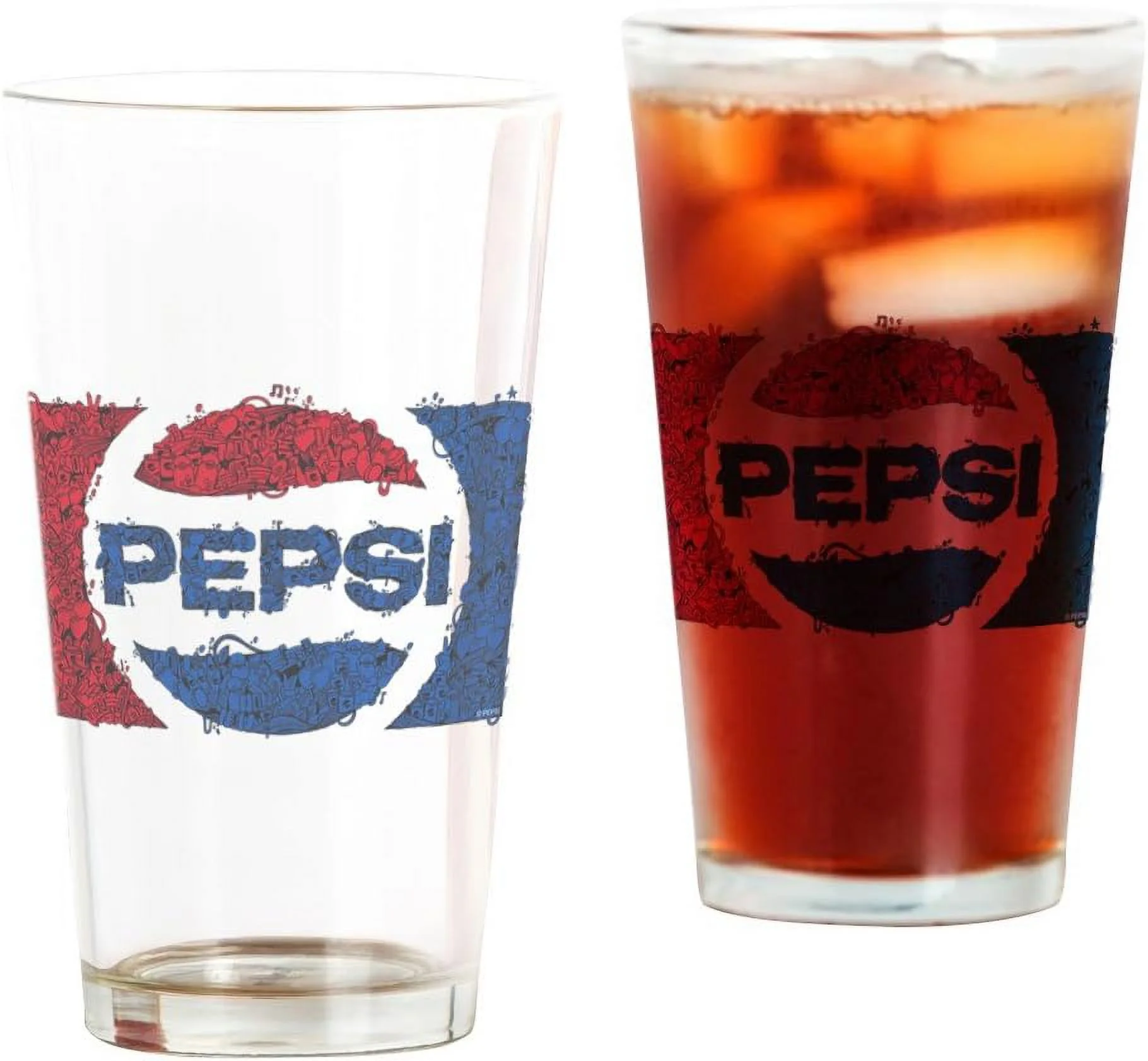 Pepsi Doodle Pin Glass, 16 Oz. Drinking Glass