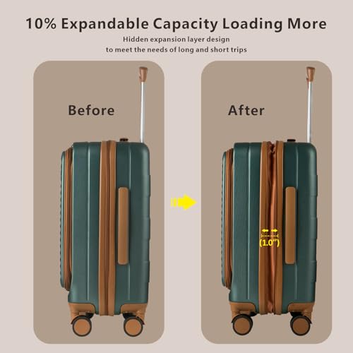 Expandable Carry On Luggage Durable Hardside Lightweight Rolling Suitcases with Spinner Wheels TSA Lock, (Black, 20-Inch)