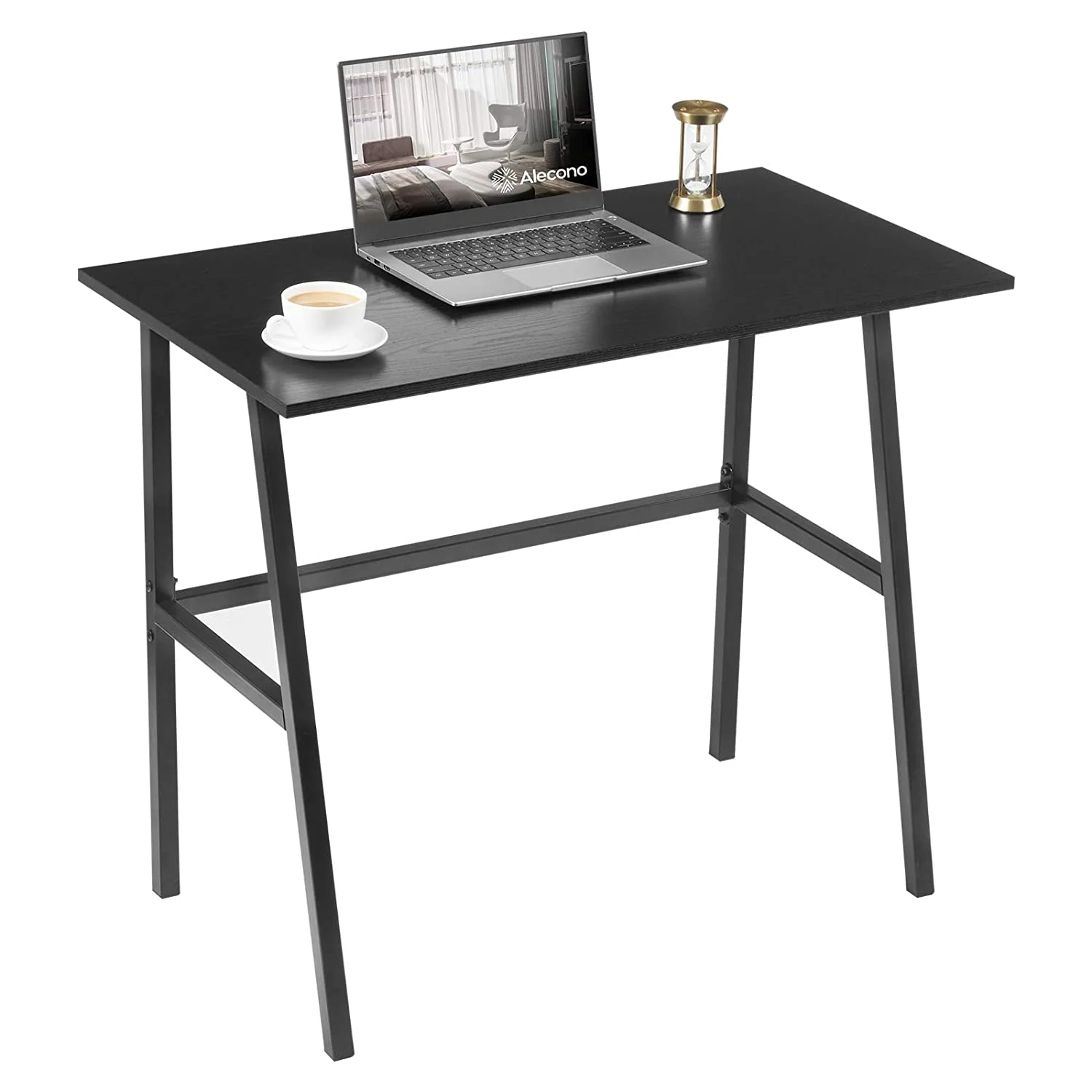 Small Computer Desk 35'' Kids Writing Desk for Small Space Simple Home Workstation Office Tiny Desk Student Study PC Gaming Table with Metal Frame for Bedroom, Black (X002EYTOCB)