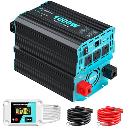 Pure Sine Wave 3500W Power Inverter 12V DC to 120V AC for RV, Truck, Home, Off-Grid, Solar, Inverter with 3 AC Outlet, 30W USB-C, 5V 3.1A USB, Hardwire Port, 15FT Remote Control, Surge 7000W