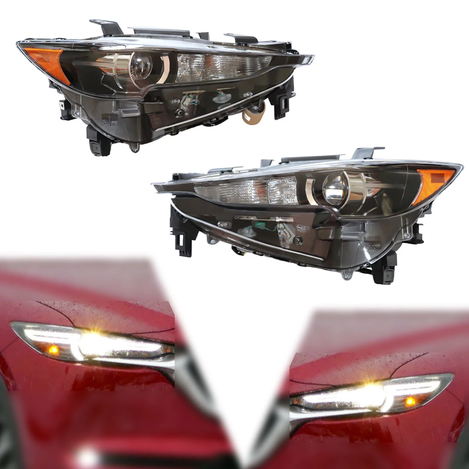 Left & Right LED Halogen Headlight Headamp Set For Mazda CX5 CX-5 2017-2021 L+R Fit For Mazda CX-5 CX5 2017-2021 Headlight Clear Lens Head Lamps Assembly 2Pcs Front Halogen Headlight Left Right Side