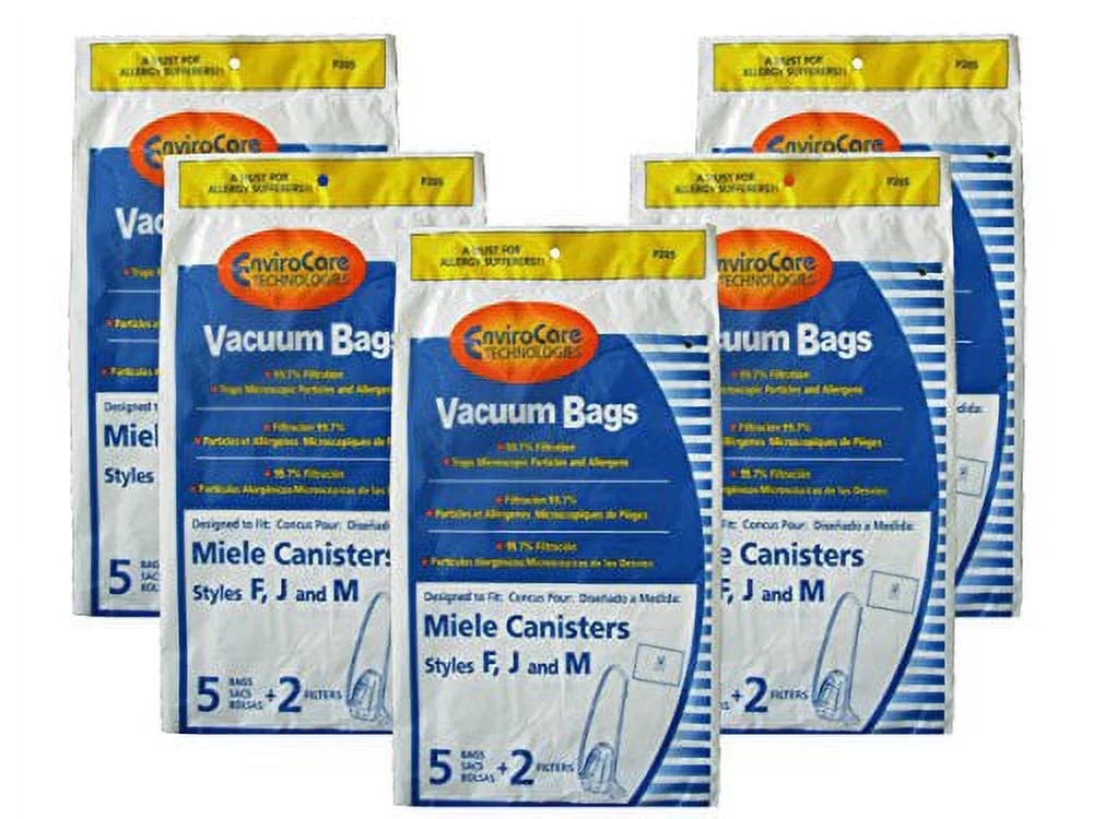 EnviroCare Replacement Anti-Allergen Vacuum Cleaner Dust Bags Made to fit Miele F,J,M Canisters 25 Pack with 10 Filters