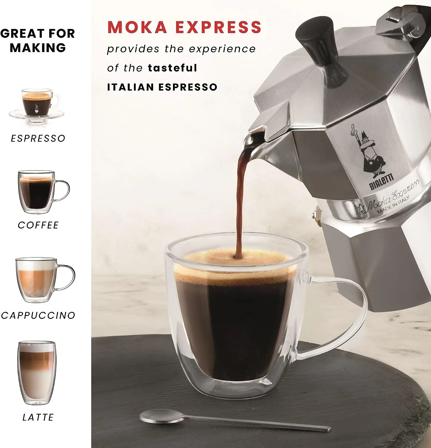 Bialetti - Moka Express: Iconic Stovetop Espresso Maker, Makes Real Italian Coffee, Moka Pot 9 Cups (14 Oz - 420 Ml), Aluminium, Silver 9 Cups (Pack of 1) Espresso Maker