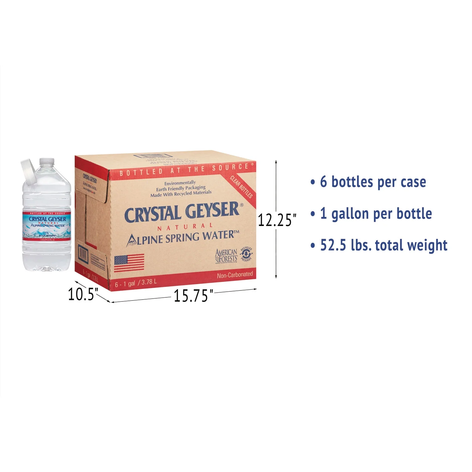 Crystal  1 gal Natural Spring Water, Pack of 48
