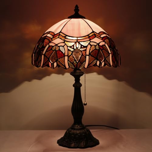 Tiffany Table Lamp Stained Glass Lamp 12X12X19 Inch Antique Reading Light (Sea Blue Pear)