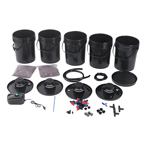 DWC Hydroponics Growing System, 5 Gallon 1 Bucket Deep Water Culture Recirculating Drip Garden System with Multi-Purpose Air Hose, Air Pump, and Air Stone