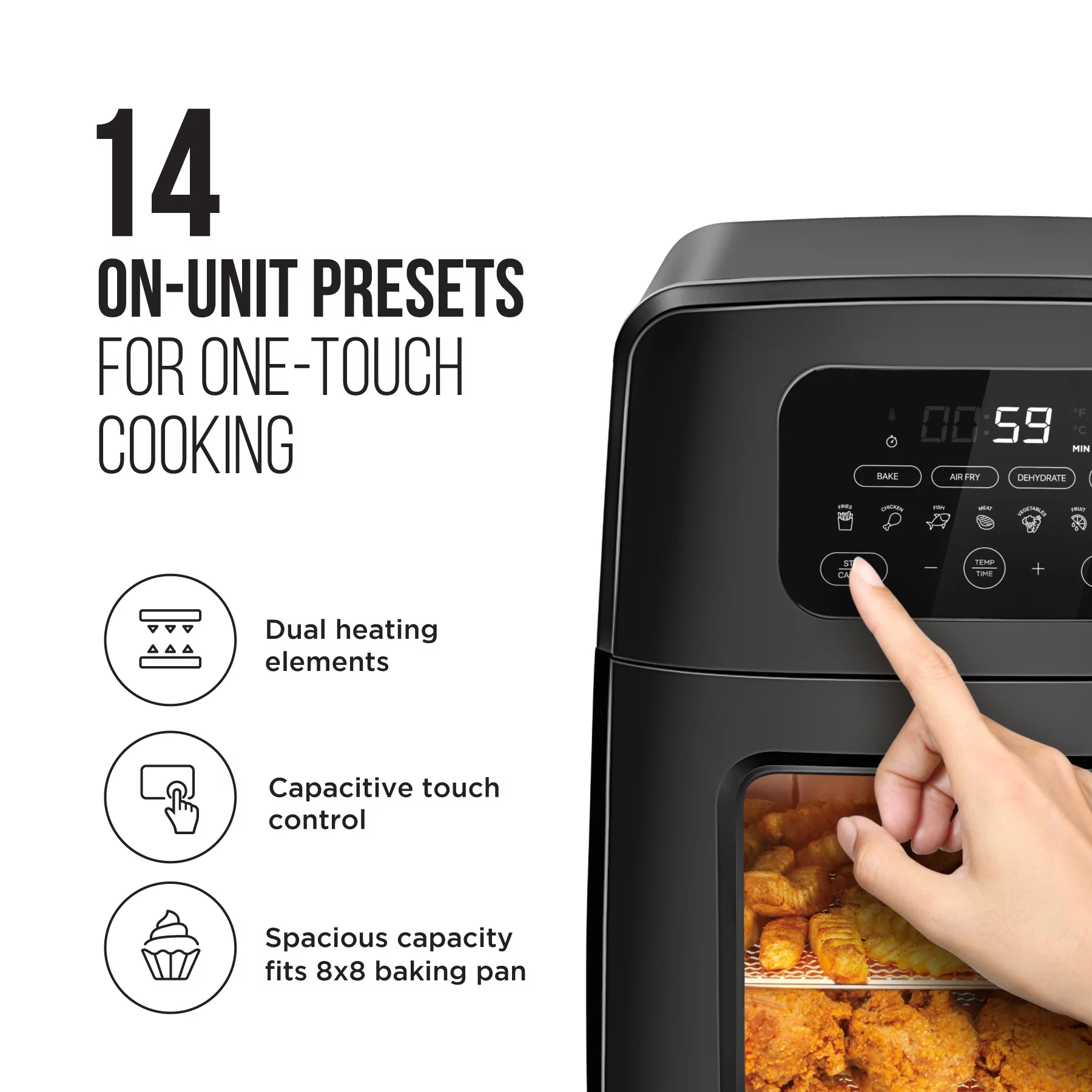 Chefman Auto-Stir Air Fryer Convection Oven, Large 12-Quart, Rotisserie, Bake, Touch Control