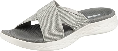 Skechers Women's On-The-go 600-Glistening Metallic Mesh Slide Sandal