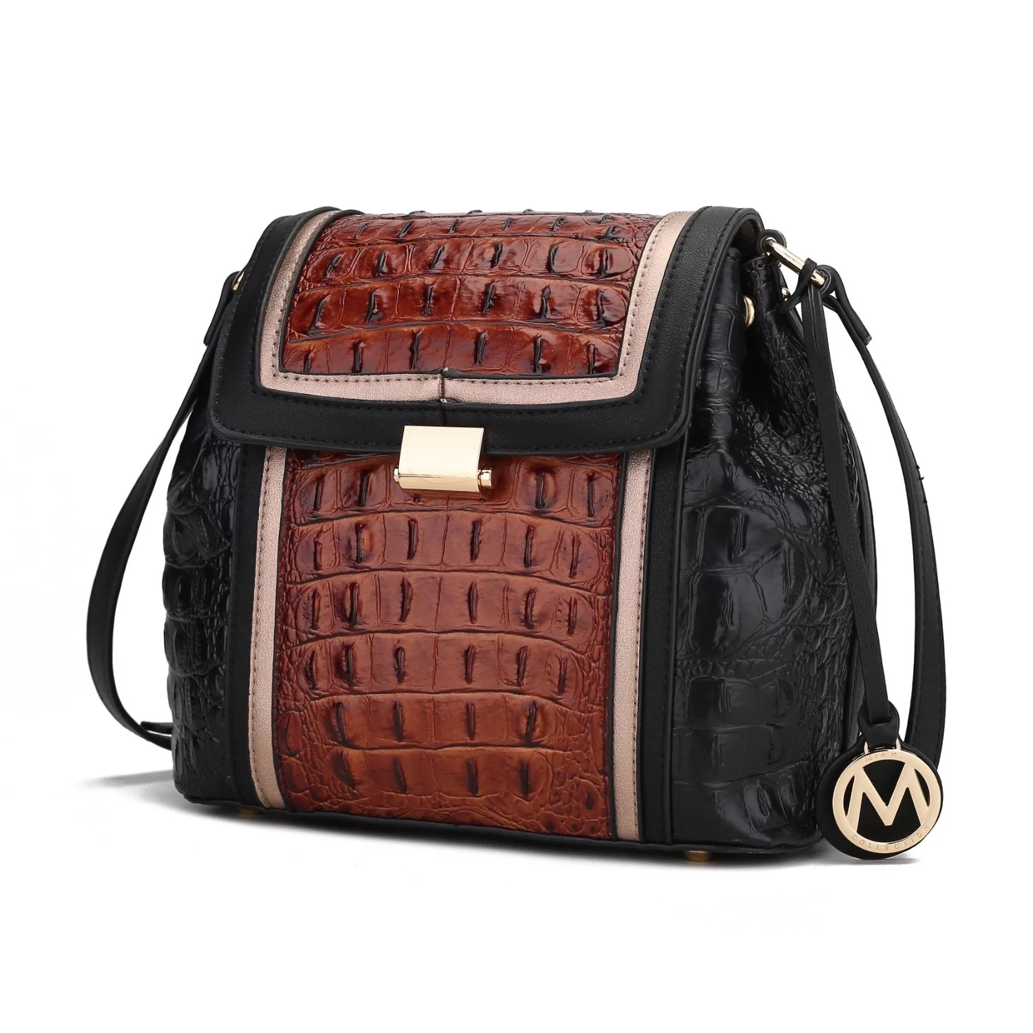 MKF Collection Jamilah Vegan Leather Women's Shoulder Bag by Mia K., Brown Combo