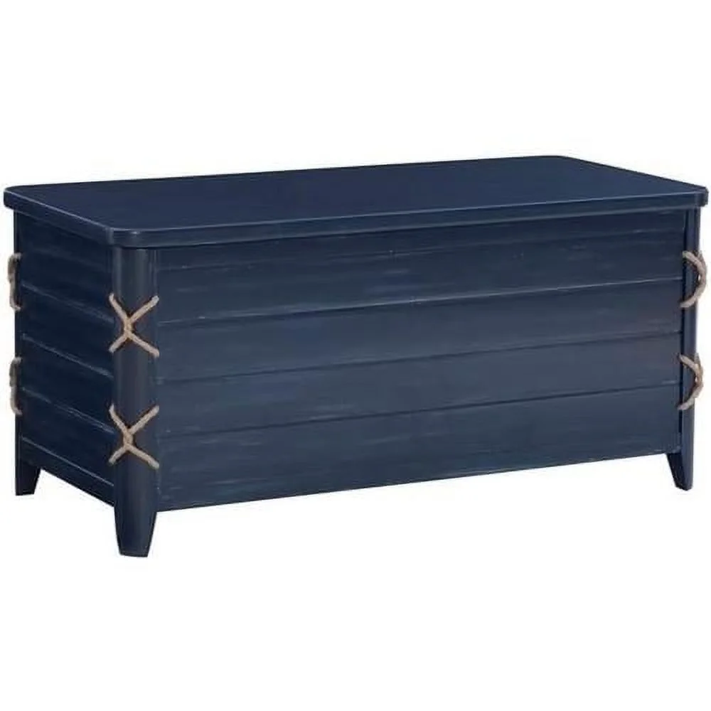Modern Wood Rope Cedar Lined Storage Chest In Blue