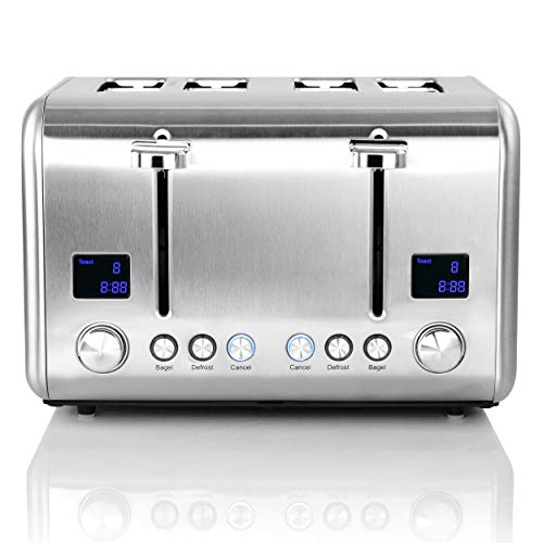 Megachef 4 Slice Toaster in Stainless Steel Red